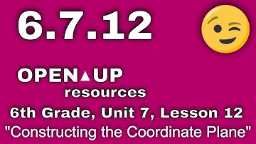 😉 6th Grade, Unit 7, Lesson 12 "Constructing the Coordinate Plane"  IM Math