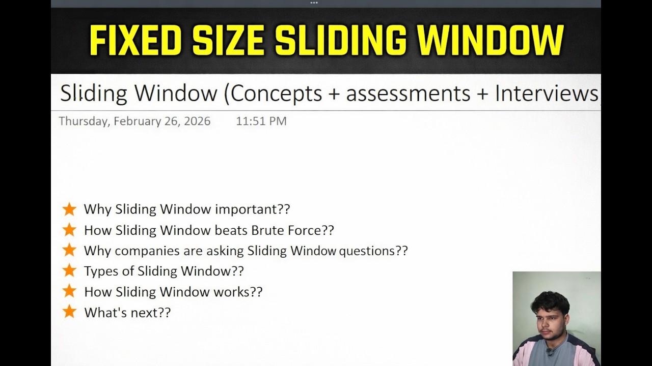 Sliding Window Algorithm | Lecture 1 | Fixed Size Window + Max Subarray ...