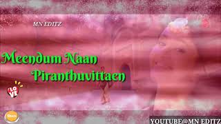 Kadavuley Kadavuley Meendum Naan Pirandhuvitean Whatsapp Status lyrics VDO Kacheri Arambam MN EDITZ