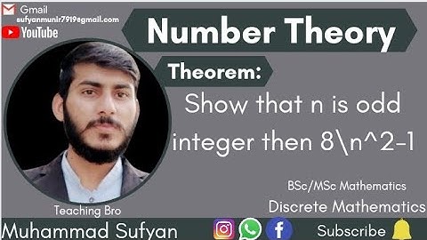 Number Theory | show n is odd integer then n^2- 1 is divisiable by 8 | Theory | Sir Sufyan