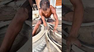 Amazing technique! Old tires transformed into durable sewing machine straps.#viral #shorts