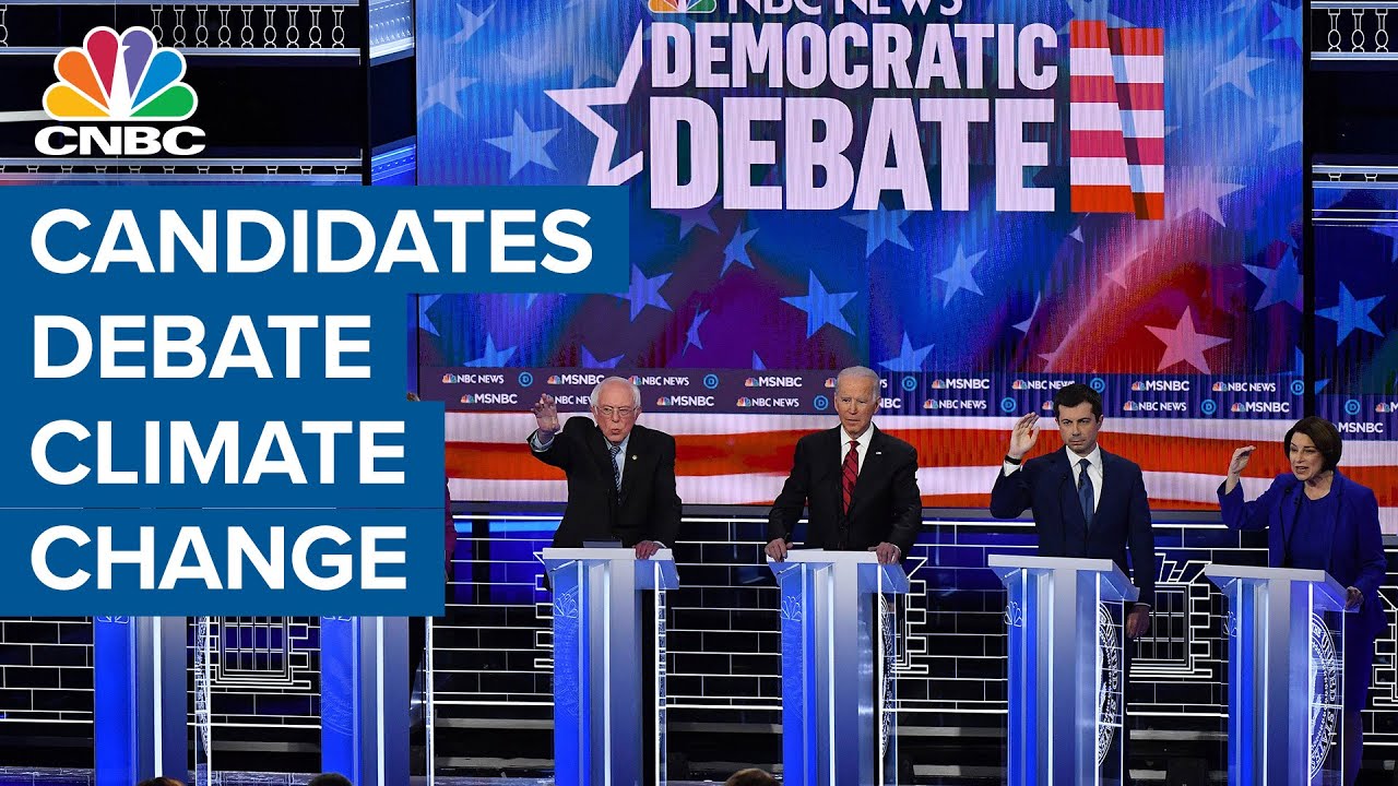 Democratic presidential candidates debate climate-change policy and fracking