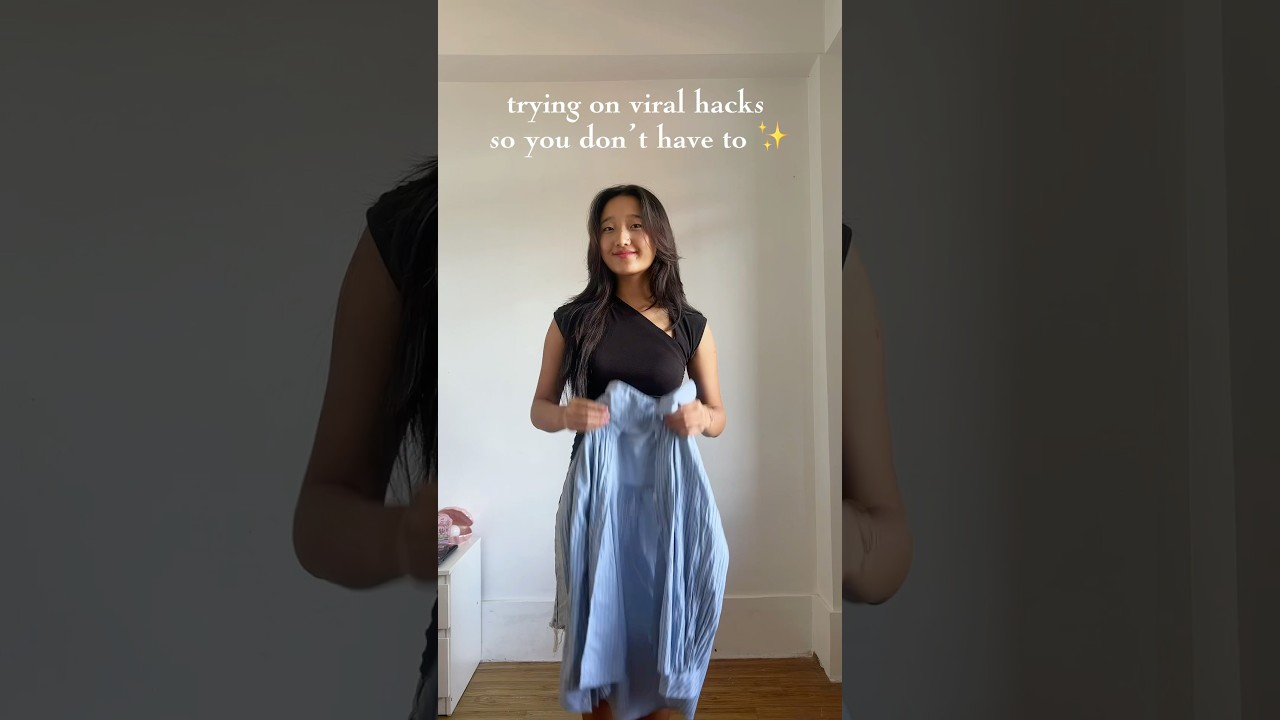 Trying on viral clothing hacks