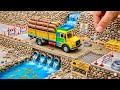 DIY Mini Truck Builds Brick &amp; Metal Railing Bridge | Fun Construction Science Project #4