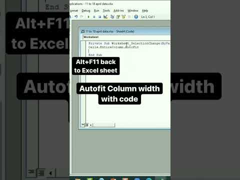 Auto fit column width with view code | ms excel