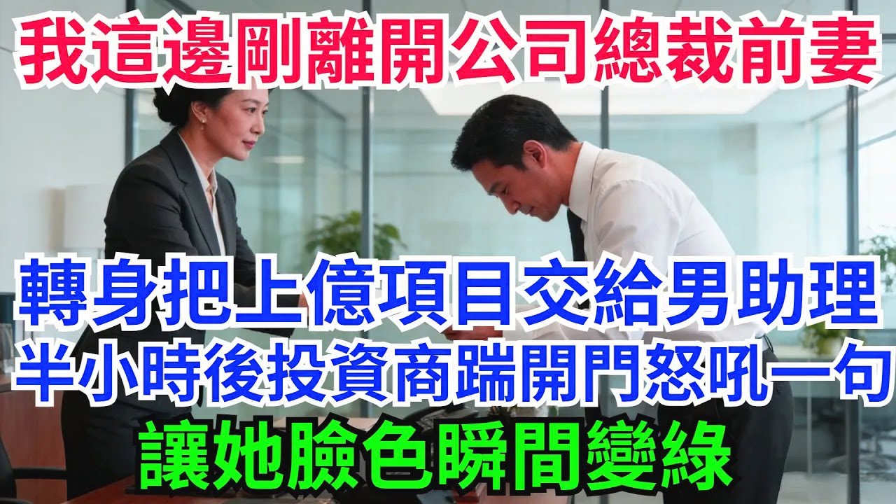 我這邊剛離開公司，總裁前妻轉身把上億項目交給男助理，半小時後投資商踹開門怒吼一句，讓她臉色瞬間變綠【一窗昏曉】