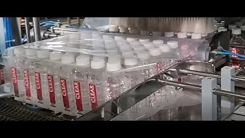CLEAR SQUARE WATER BOTTLE FULLY AUTOMATIC SHRINK WRAPPING MACHINE WITH AUTO SERVO LANE DRIVER 500 ML