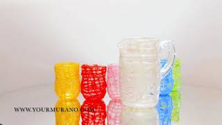 Murano glass colored modern glassware set  - GOTO | YOURMURANO