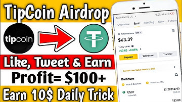 TipCoin Airdrop Earn 50$ To 100$ || instant Withdraw Airdrop | New Crypto Airdrops | instant Airdrop