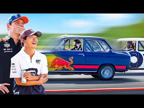F1 Drivers Race BACKWARDS (Max vs Yuki)