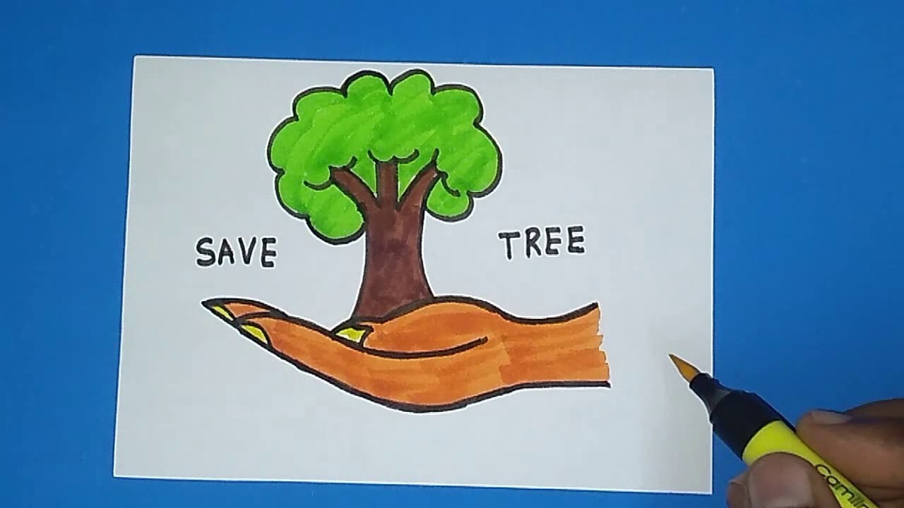 Drawing Tree - Save the Trees' Sticker | Spreadshirt