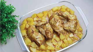 Chicken And Potatoes Tray (no oven)|صينية البطاطا مع الدجاج بدون فرن بصوص مميز ومذاق رهيب ?
