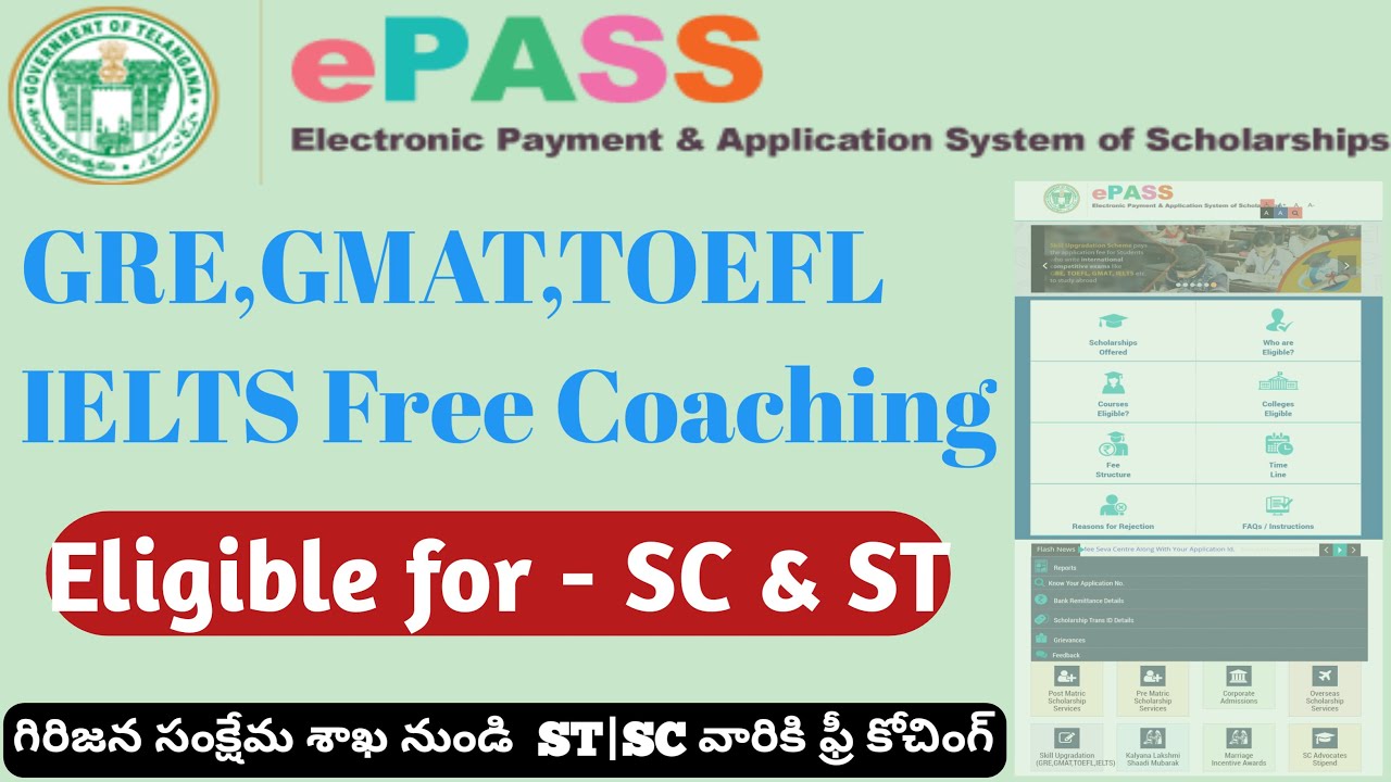 GRE|GMAT|TOEFL|IELTS Free Coaching in Telangana | ST,SC Free Coaching ...