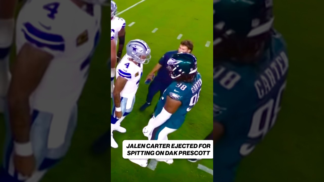 Philadelphia Eagle Jalen Carter EJECTED for Spitting On DAK PRESCOTT #Shorts #nfl