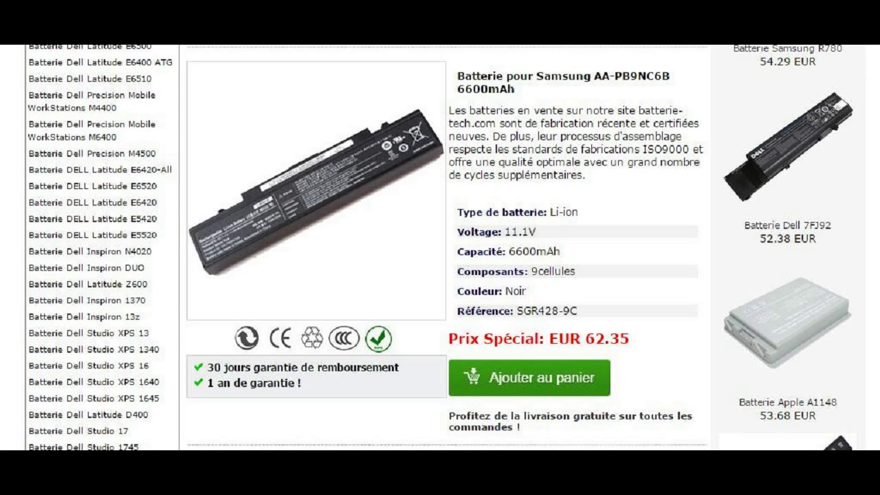 Batterie Pc Portable Samsung AA PB9NC6B