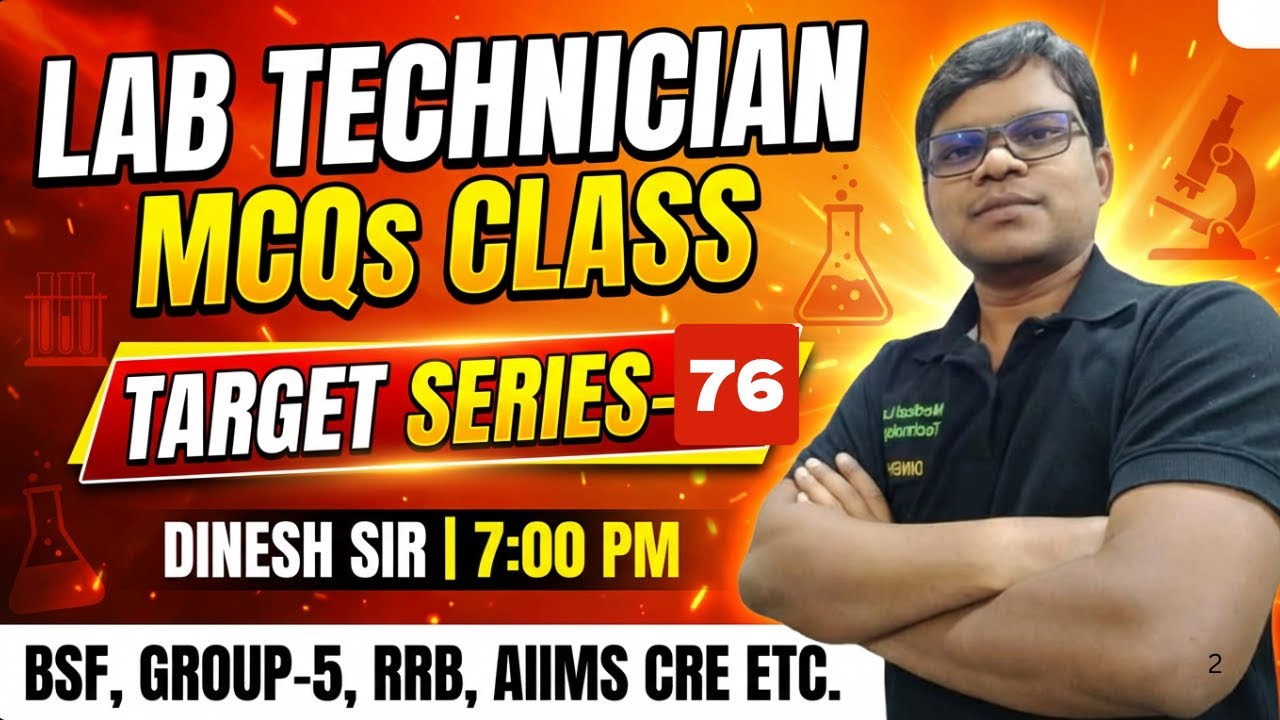 Lab Technician Live MCQS Class  Target Series-76 for All Lab technician Exam