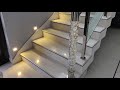 White Indian marble Stairs and Staircase steel glass railing design with price