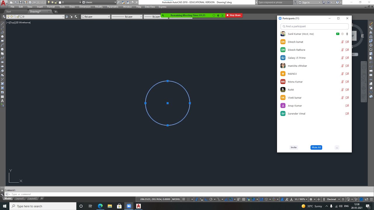AutoCAD Class 2 || AutoCAD Interface || Command Bars || line And Circle ...