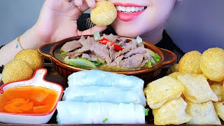 ASMR PHỞ CHIÊN PHỒNG - fried pho and pho rolls , EATING SOUNDS | LINH ASMR