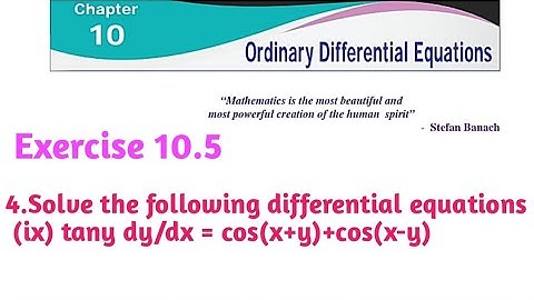 Class 12 Chapter 10 Ordinary Differential Equations Exercise 10.5 4(ix) Sum