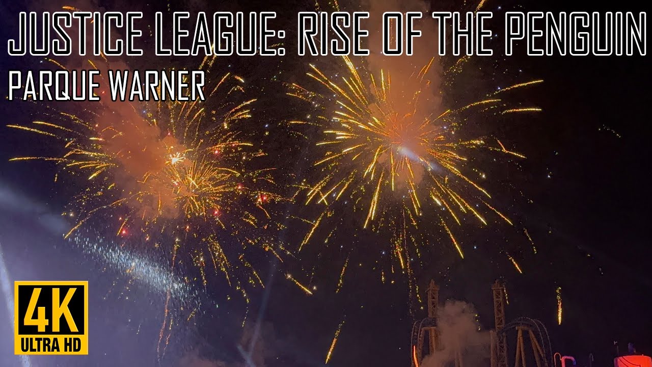 [4K] Justice League: Rise of the Penguin (vista a los drones)- Parque Warner - 2025