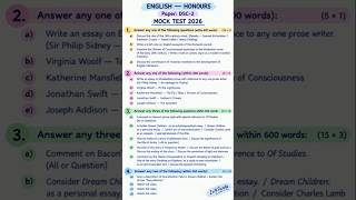 2nd Semester English Honours DSC-2 PRO Suggestion 2026 | Calcutta University