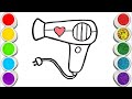 Hair dryer Drawing,Painting and Coloring for Kids, Toddlers  Easy Drawing