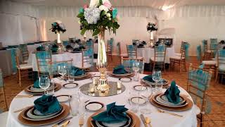 Turquoise and gold wedding decor