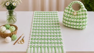 💚🤍 ONE CROCHET MOTIF, TWO STUNNING IDEAS! | Elegant Runner & Stylish Bag