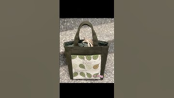 Túi đựng hộp cơm trưa Xanh rêu Hoạ tiết Lá dẹt chất vải canvas bảo vệ môi trường