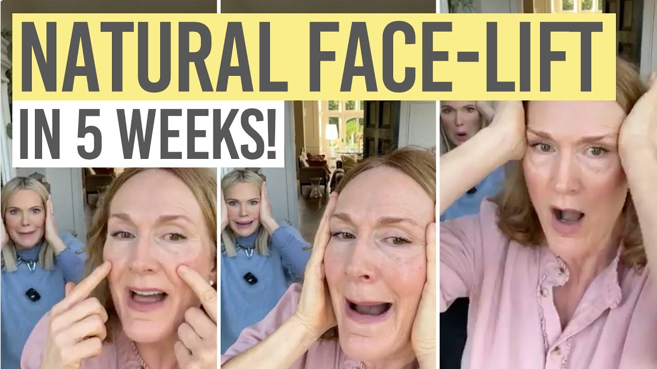 FACE-LIFT IN 5 WEEKS | NO SURGERY OR FILLERS ☝️| FACIAL MASSAGE & EXERCISE ROUTINE 🏋️‍♀️