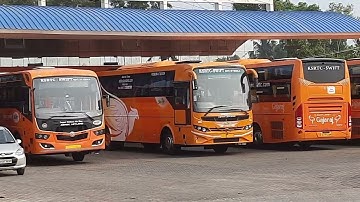 Ksrtc swift yard with new buses volvo multiaxle , ashok leyland ultra deluxe and ashok leyland vega