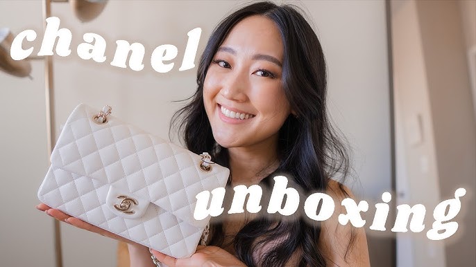 chanel white bag small caviar