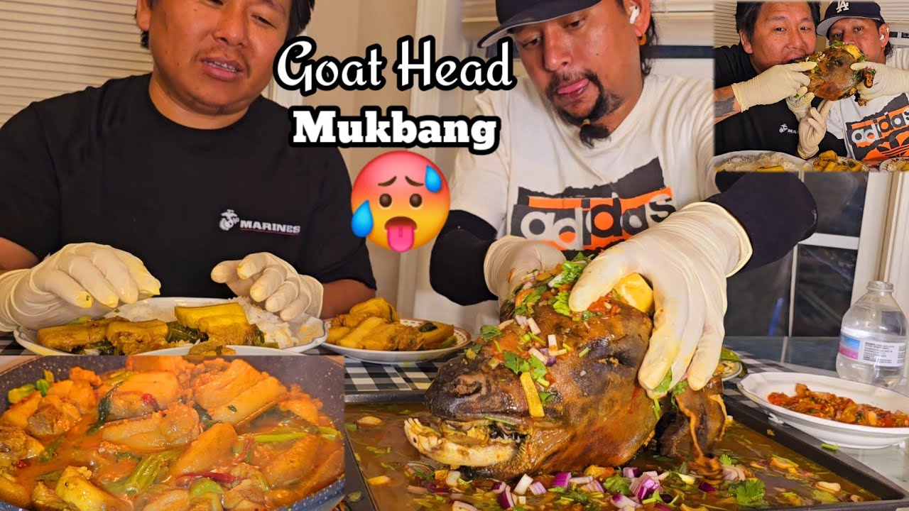 Eating Big Goat Head/Sungur ko Masu With Rayo Saag/Fatty Pork Belly Lover/My Brother And Husband .