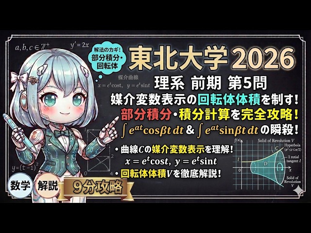 東北大学 2026 数学】第5問 解説 ! (3)の重厚な計算を、3倍角の公式と