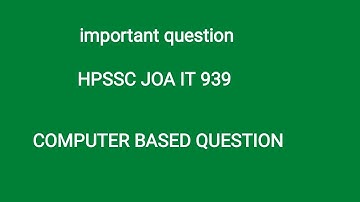 HPSSC SOLVED PREVIOUS PAPER | JOA IT 939 PREPARATION