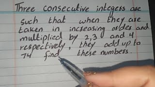 Three Consecutive Integers are such that when they are taken in Increasing Order and Multiplied by 2