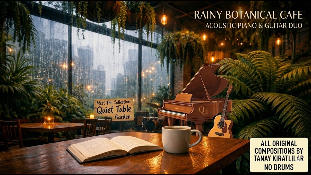 Rainy Botanical Cafe 🌿 Acoustic Piano & Guitar Jazz for Deep Work & Study