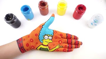 Learning Colors Video for Children Body Painting ll How To Draw Marge Simpson for Kids