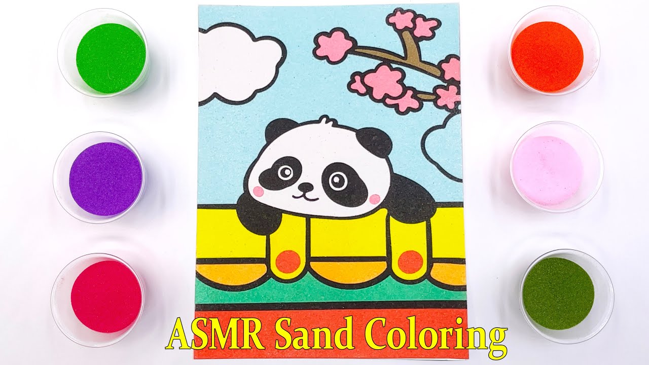 Cute Panda Sand Painting Coloring | 2.5-Minute Relaxing No Talking ASMR