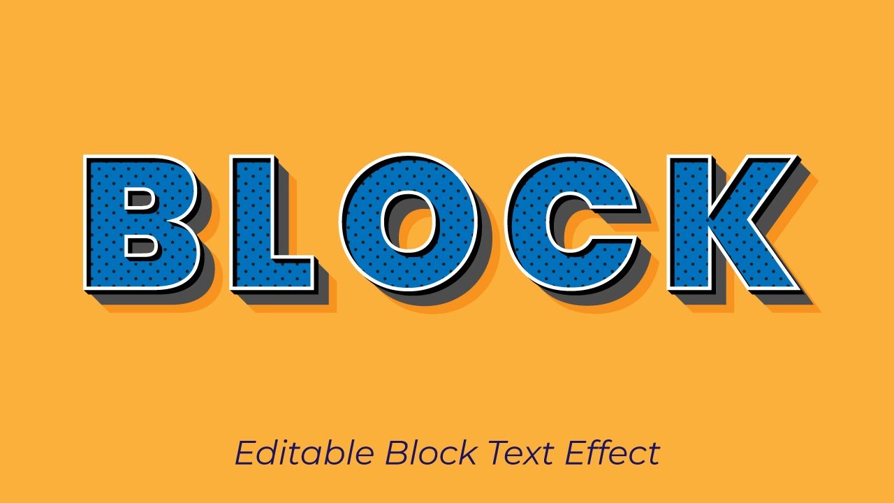 Block Text Effect in Adobe illustrator | Editable Blocking Text Effect ...