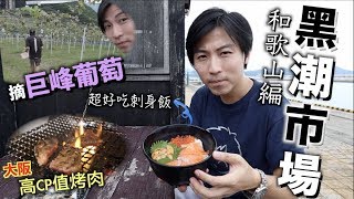 【日本Vlog】和歌山黑潮市場喪吃海鮮 去巨峰園摘葡萄！（ft. 大阪 ...