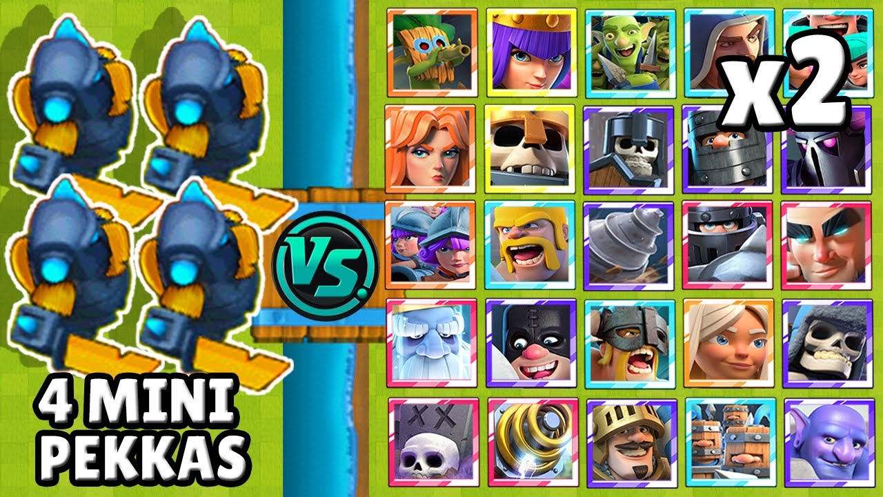 4 MINI PEKKAS vs ALL CARDS x2 | WHICH CARD MANAGES TO ELIMINATE MORE? |  clash royale - YouTube