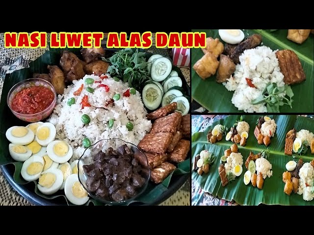 NASI LIWET LEZAT ANEKA LAUK !! DIMAKAN RAME-RAME BERALASKAN DAUN PISANG !! class=