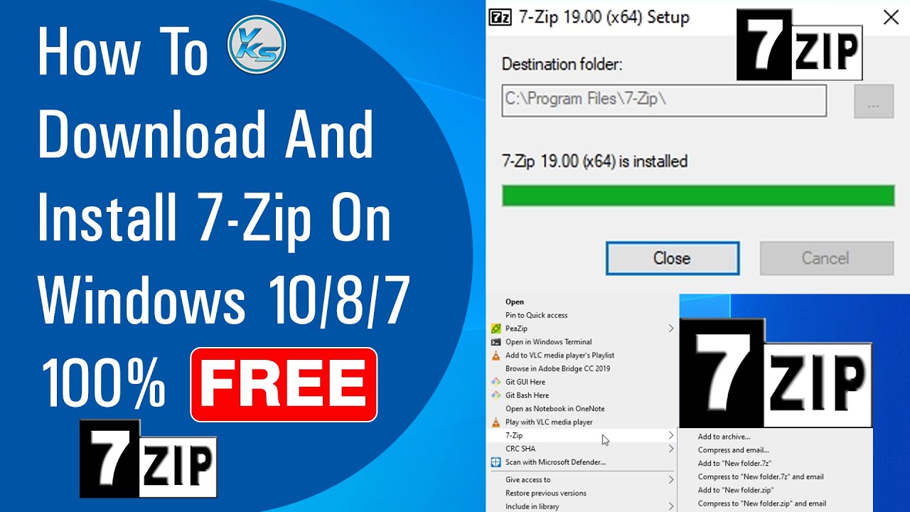 How To Download And Install 7Zip On Windows 10/8/7 100 Free ( Hindi