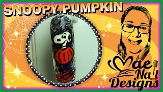 ❥Snoopy Pumpkin Nail Art (Halloween) || MAENAILDESIGNS