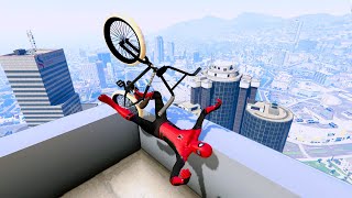 GTA 5 - Spiderman BMX Parkour Jumps Vol.6 (Euphoria Ragdolls)