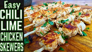 HOW TO MAKE THE BEST CHILI LIME CHICKEN SKEWERS ON THE GRIDDLE! EASY FLAT TOP GRIDDLE RECIPE