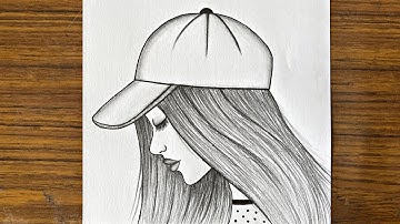 How to draw a girl wearing a hat step by step || Easy drawing ideas for beginners || Girl drawing