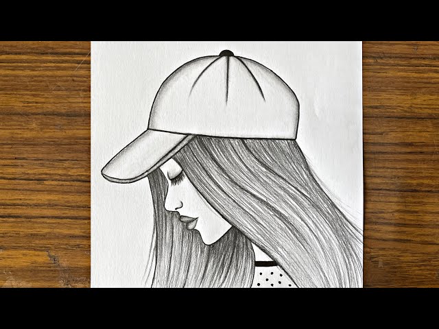 Hand Drawn Beautiful Young Woman Portrait. Fashion Woman In Cap. Stylish  Cute Girl With Long Hair. Fashion Model In Winter Clothes. Sketch. Royalty  Free SVG, Cliparts, Vectors, and Stock Illustration. Image 127422110.